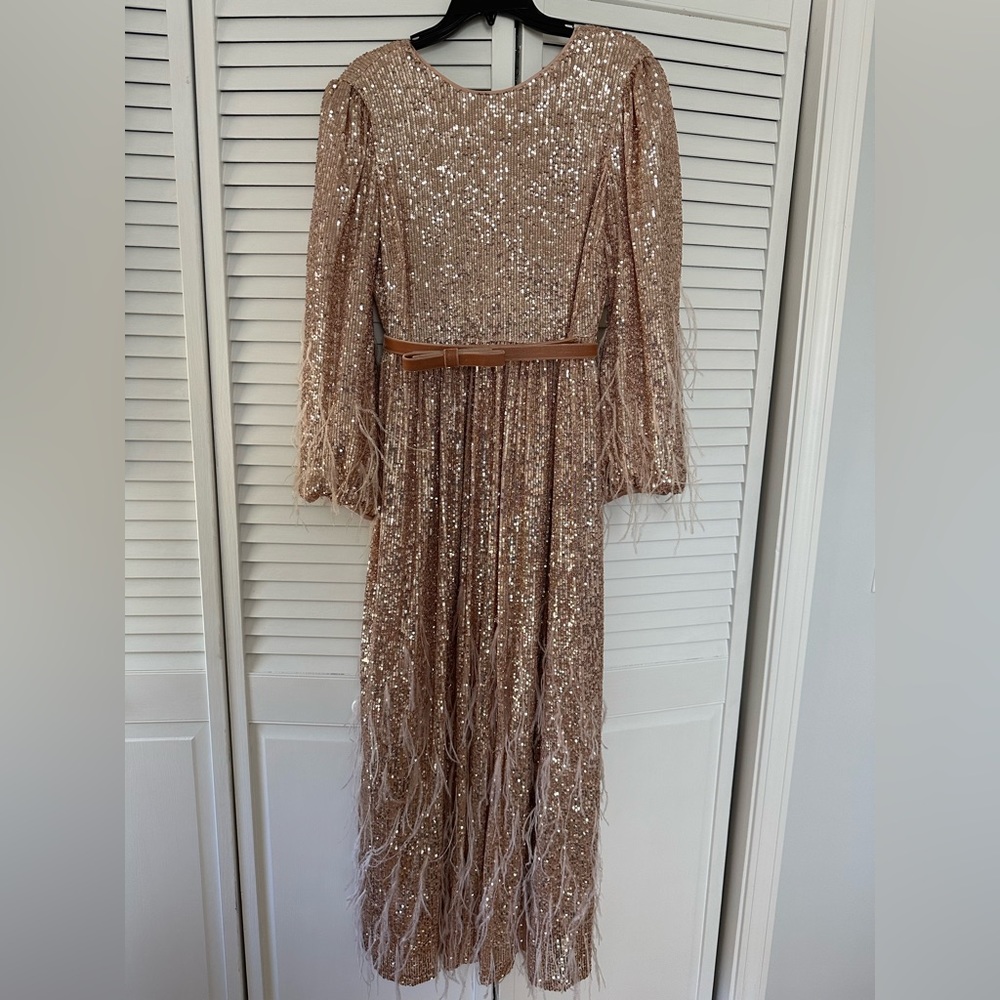 Antonio Melanie x Nicola Bathie Sequin Feather Dress